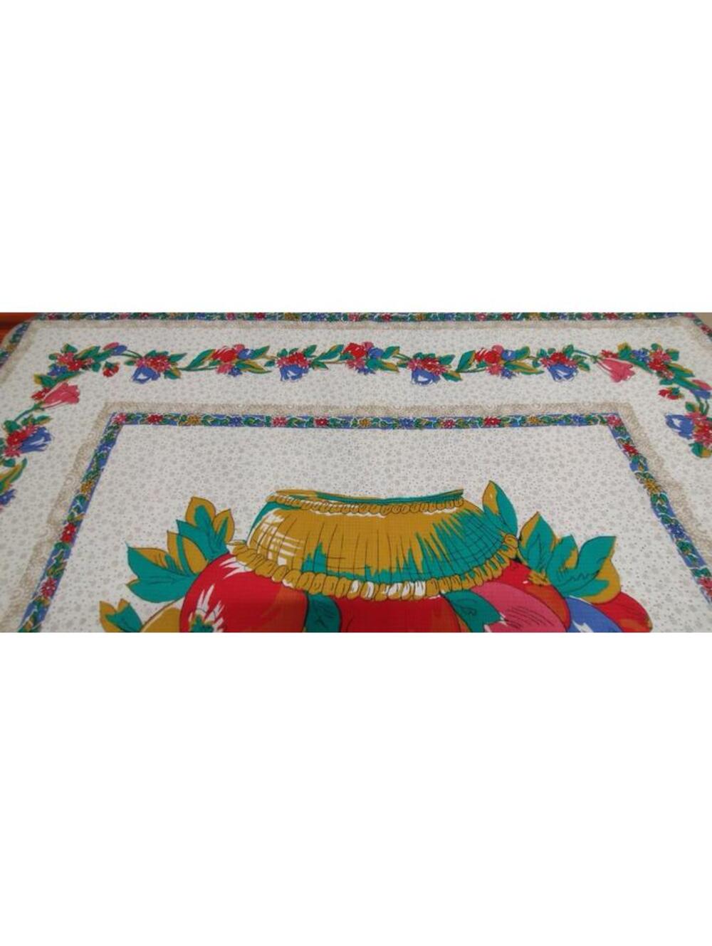 Vintage Axcess Fruit Big Scarf Fine Cotton Colorful Floral Bouquet PERFECT TABLE - Picture 14 of 16